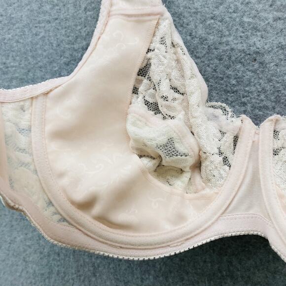 Lace Underwire Bra Womens 42C Nude Beige Unlined Full Coverage Adjustable Straps - Picture 5 of 6